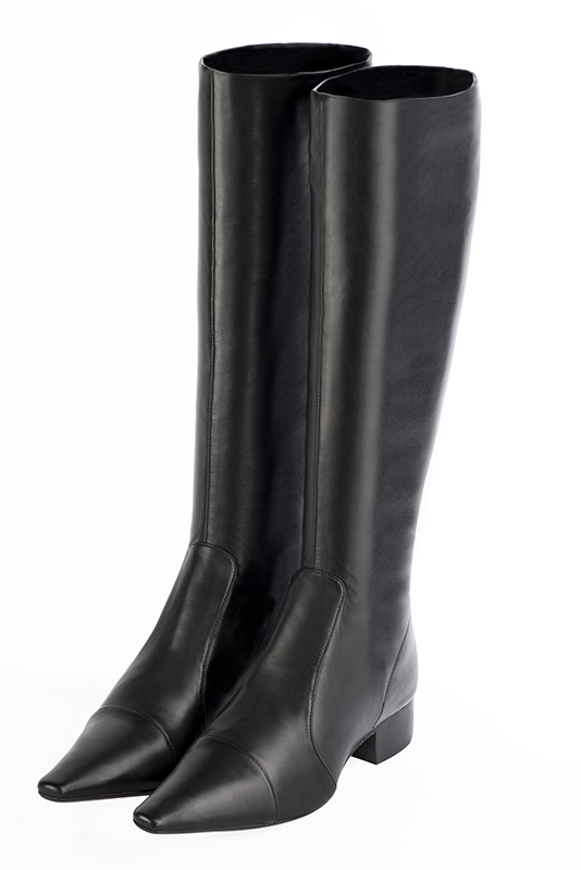 Bottes femme f minines sur mesures noir satin Mollets fins ou